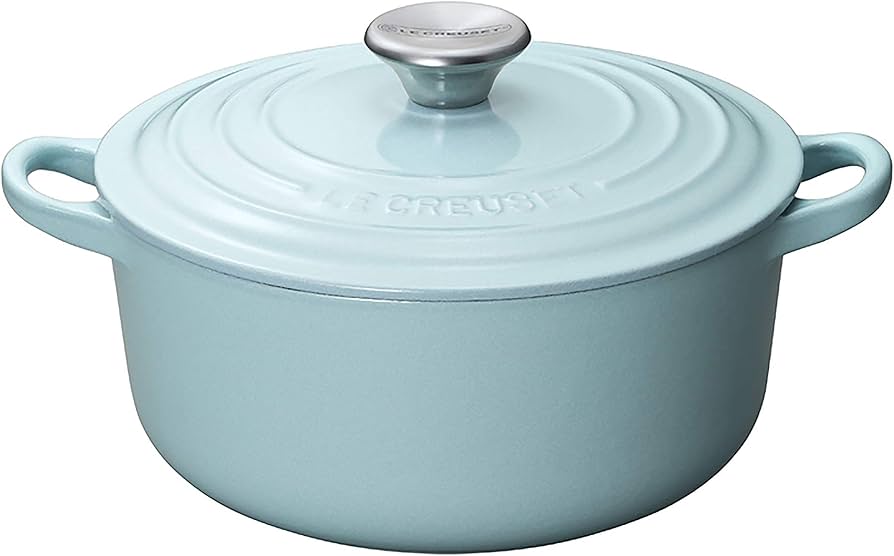Amazon.co.jp: ル・クルーゼ 両手鍋 サテンブルー 18cm ホーロー鍋、IH