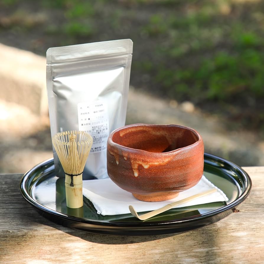 Amazon.co.jp: 小さめ 野点用 美濃焼 野点 お抹茶碗 茶道具5点セット
