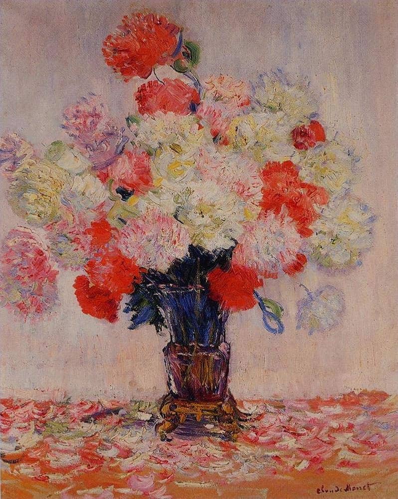Amazon.co.jp: 18 枚の絵画 牡丹の花瓶 クロード・モネ 印象派 花