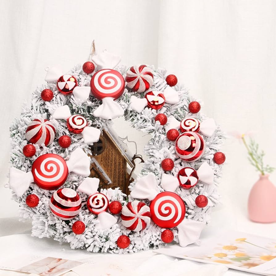 Amazon.co.jp: JIFOVER キャンディクリスマスリース、ホワイトリース