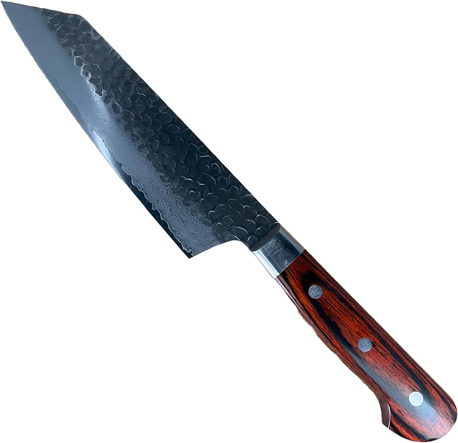 Amazon | 堺孝行 槌目ダマスカス VG10割込み 33層 剣型三徳 160mm | 堺
