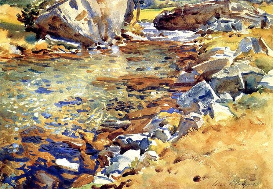 Amazon.co.jp: 20 枚の絵画 岩の間の小川の風景 ジョン シンガー