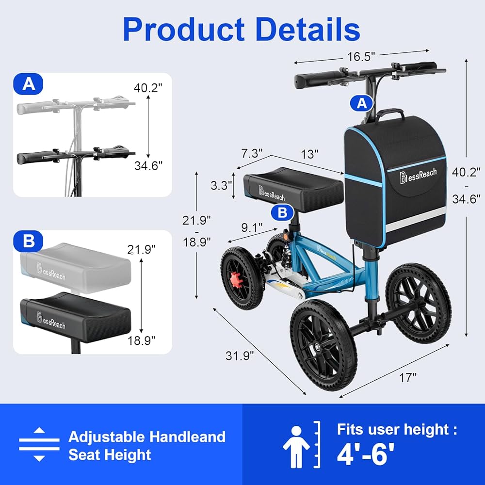 Amazon.com: BlessReach Knee Scooter, All Terrain Foldable Knee