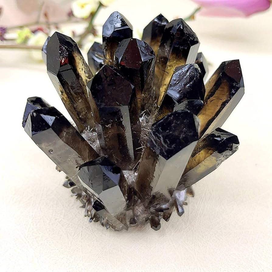 Amazon.co.jp: 天然水晶 黒水晶 茶色水晶 天然石水晶クラスター