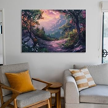 Amazon.co.jp: 絵画 森林の自然景観の美しさインテリア 絵画 美しい