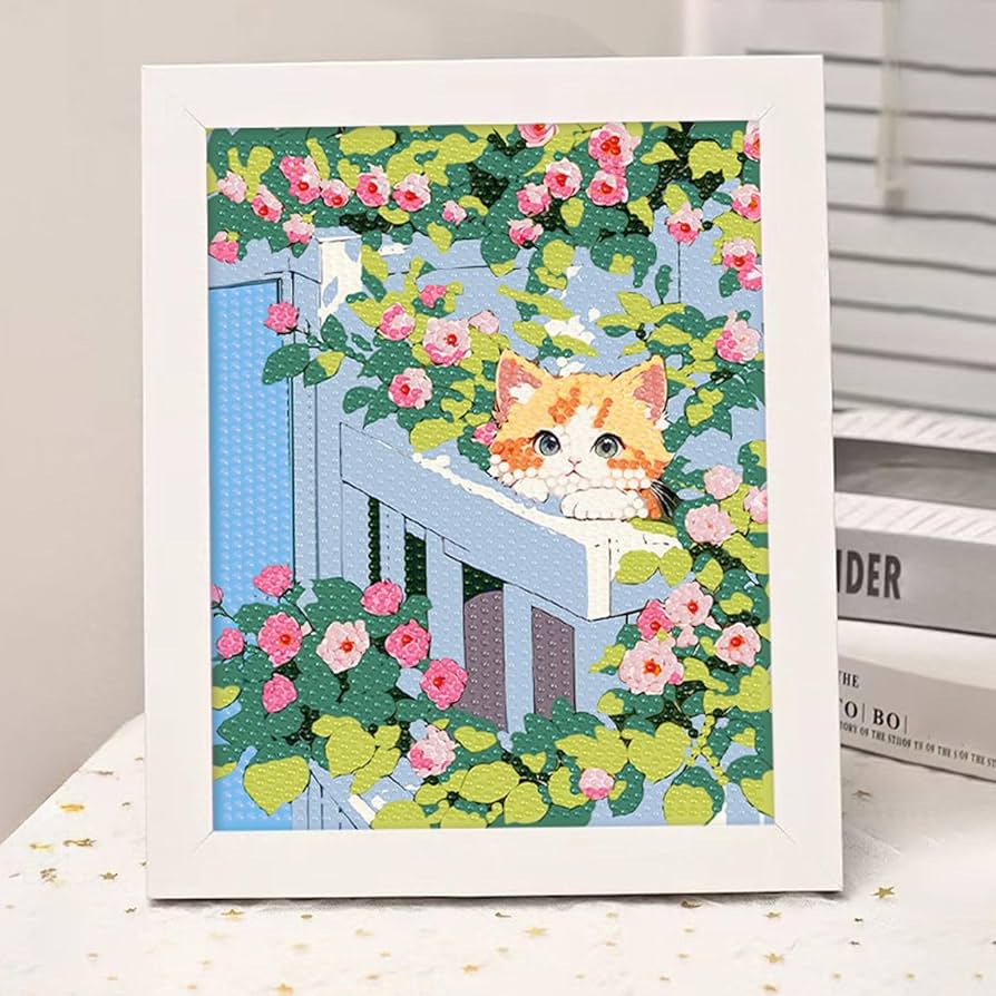 Amazon.co.jp: LEADINTOP ダイヤモンドアート 可愛い 猫 15x20cm 額縁
