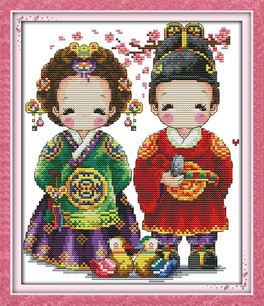 Amazon | AAJJCENS Cross Stitch 韓国の結婚式 32×37 cm DIY 手作り