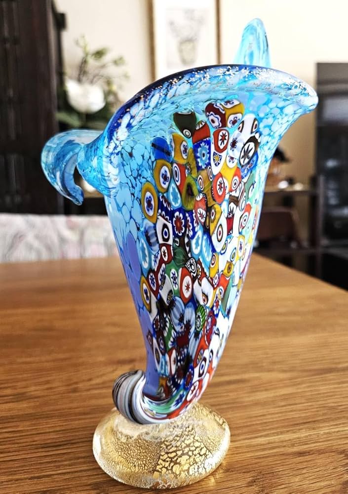 イタリアArte Murano ムラーノ ベネチアンガラス 花瓶 フラワーベース