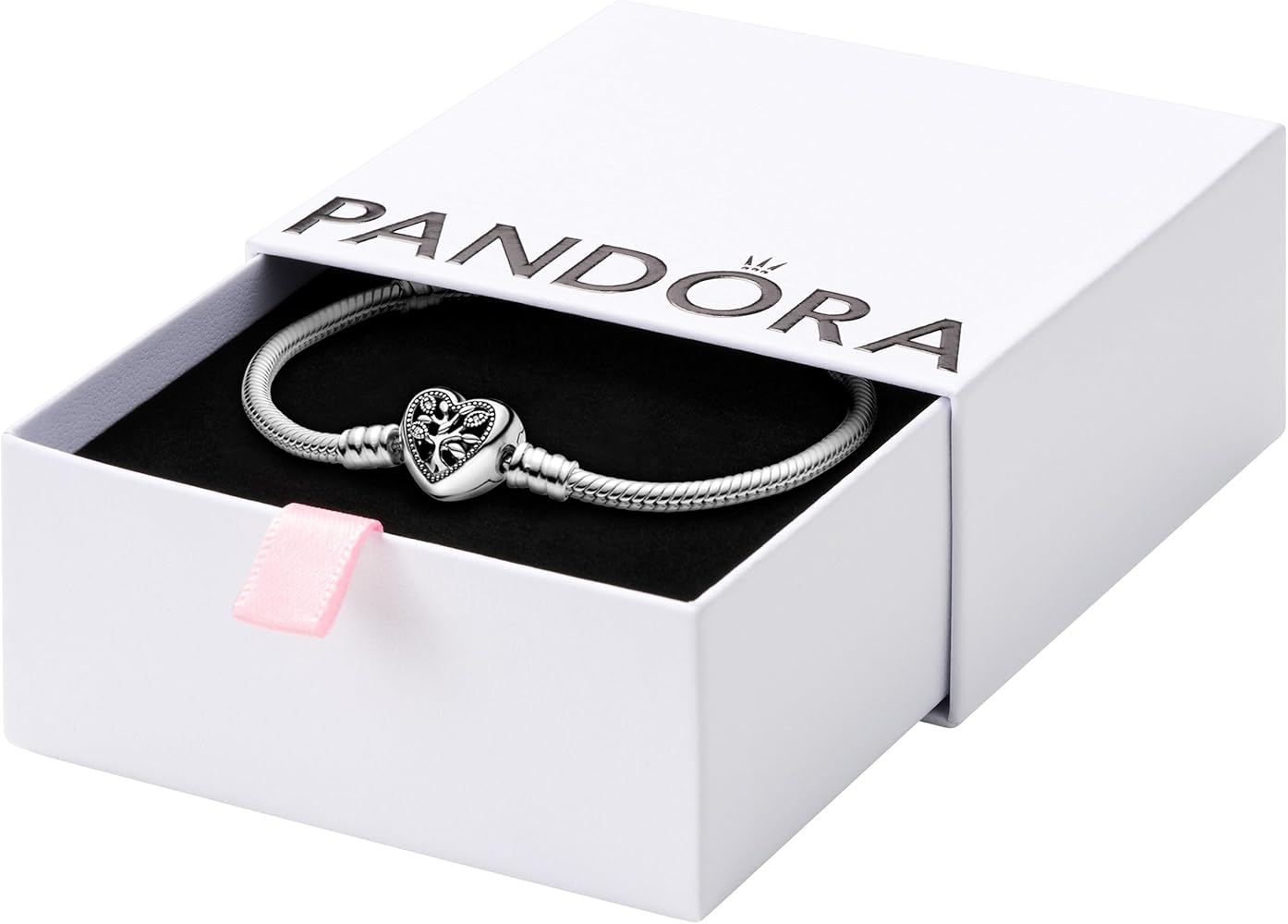 Amazon.com: PANDORA Moments Family Tree Heart Clasp Snake Chain