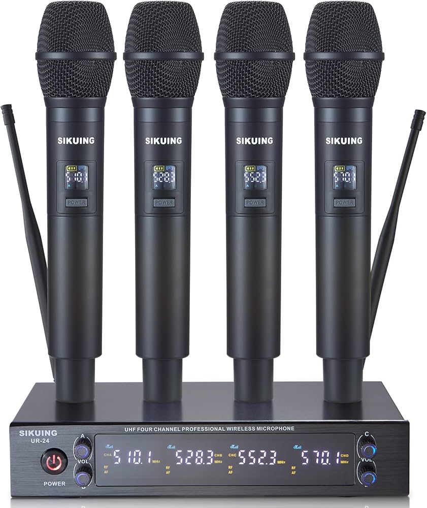 Amazon.com: SIKUING 4 Channel UHF Wireless Microphone System with