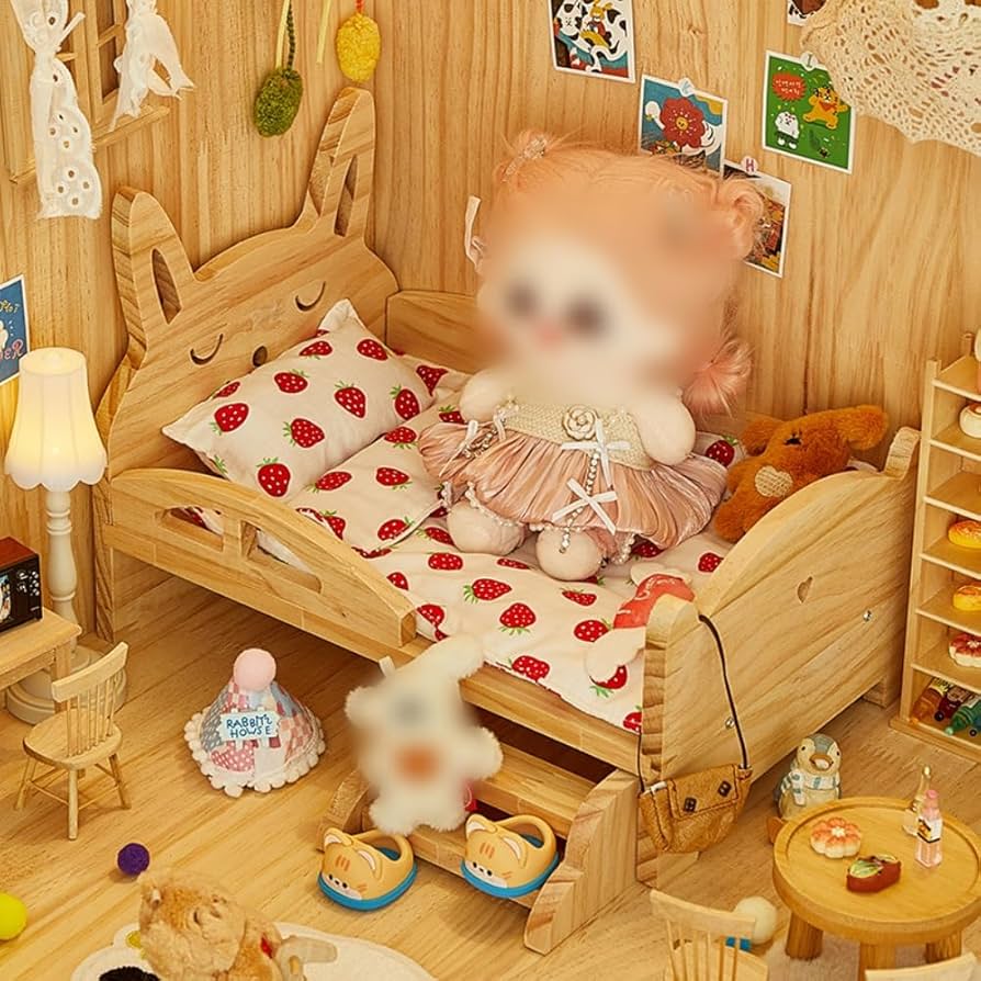 Amazon | NIGOE綿人形ベッド 木製 人形用ベッド ベッドリネンセット