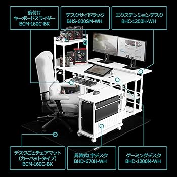 Amazon.co.jp: Bauhutte( バウヒュッテ ) ゲーミングデスク 昇降式 PC