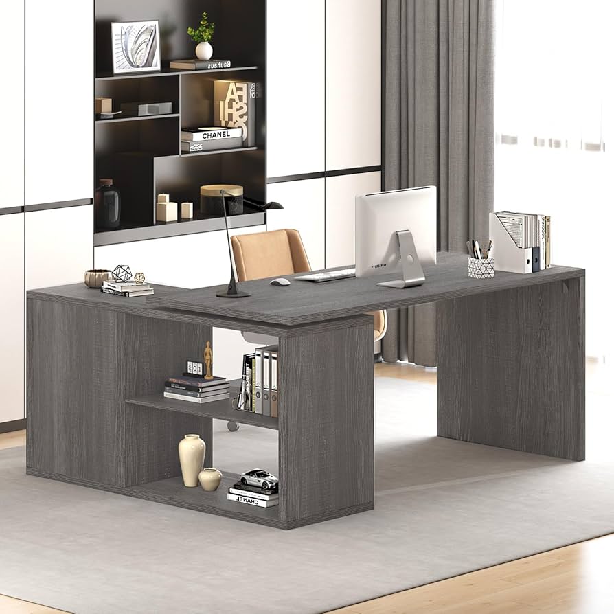 Amazon.com: HSH L Shaped Computer Desk, Rustic Wood Corner Desk