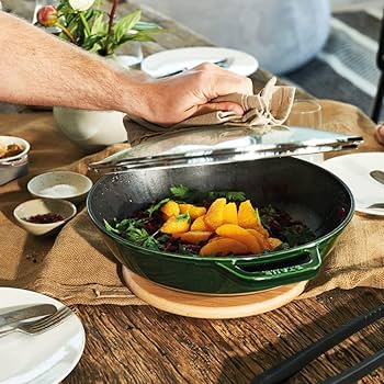 Amazon.com: STAUB Cast Iron, Wok, Basil, 30 cm: Home & Kitchen