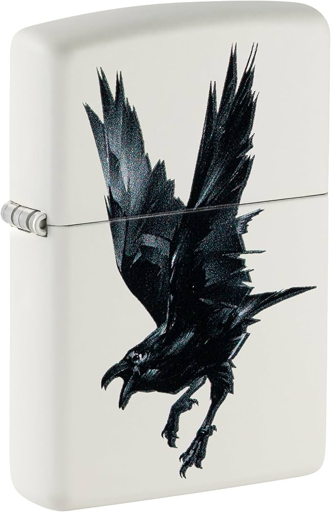 Amazon.com: Zippo Lighter: Raven Bird - White Matte 46077 : Health
