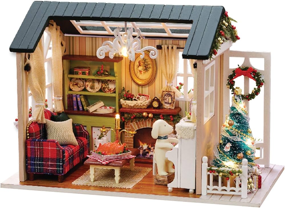 Amazon.co.jp: Entweg ドールハウス、DIYクリスマスミニチュアドール