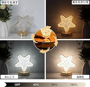 Amazon.co.jp : SupBri 間接照明 クリスタルランプ 星型 タッチランプ