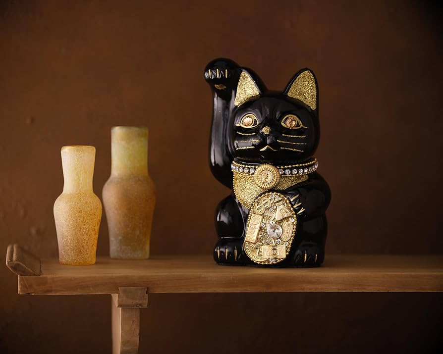 Amazon.co.jp: ご縁猫 ミリオネアキャット(M-SIZE 黒 Black）右手あげ