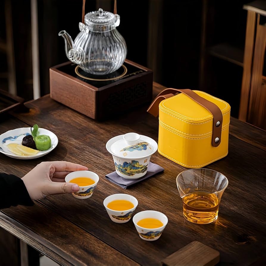Amazon.co.jp: BDHD千里江山風景茶器セット 携帯用旅行ティーセット