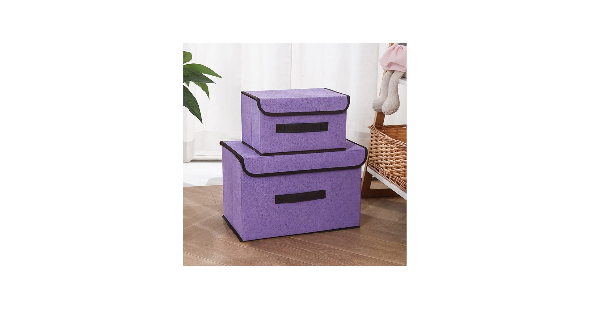 Amazon.co.jp: [CIANAP] ボックス パープル 38*25*25cm*2 収納 フタ