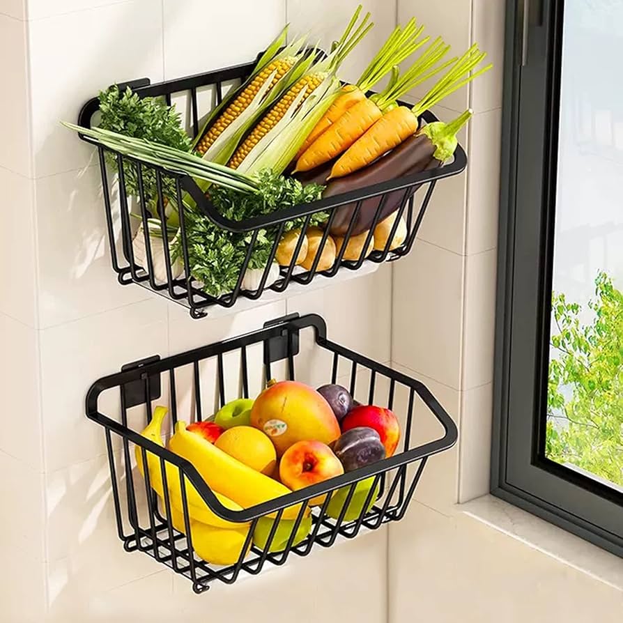 Amazon｜フルーツバスケット壁に取り付けられた果物と野菜のラック