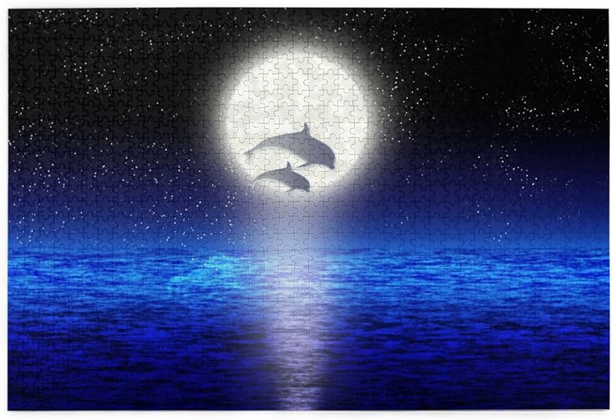 Amazon.co.jp: イルカ 夜の海風景 月 ジグソーパズル 1000ピース