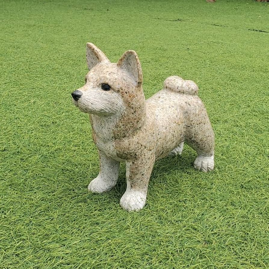Amazon.co.jp: 犬の石彫刻品です♪【柴犬】 石の置物 犬のオーナメント