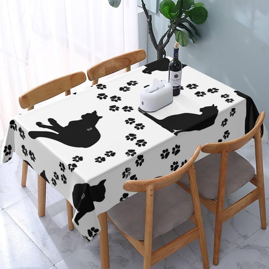Amazon｜テーブルクロス 長方形 大判 猫柄 可愛いネコ 黒猫 テーブル