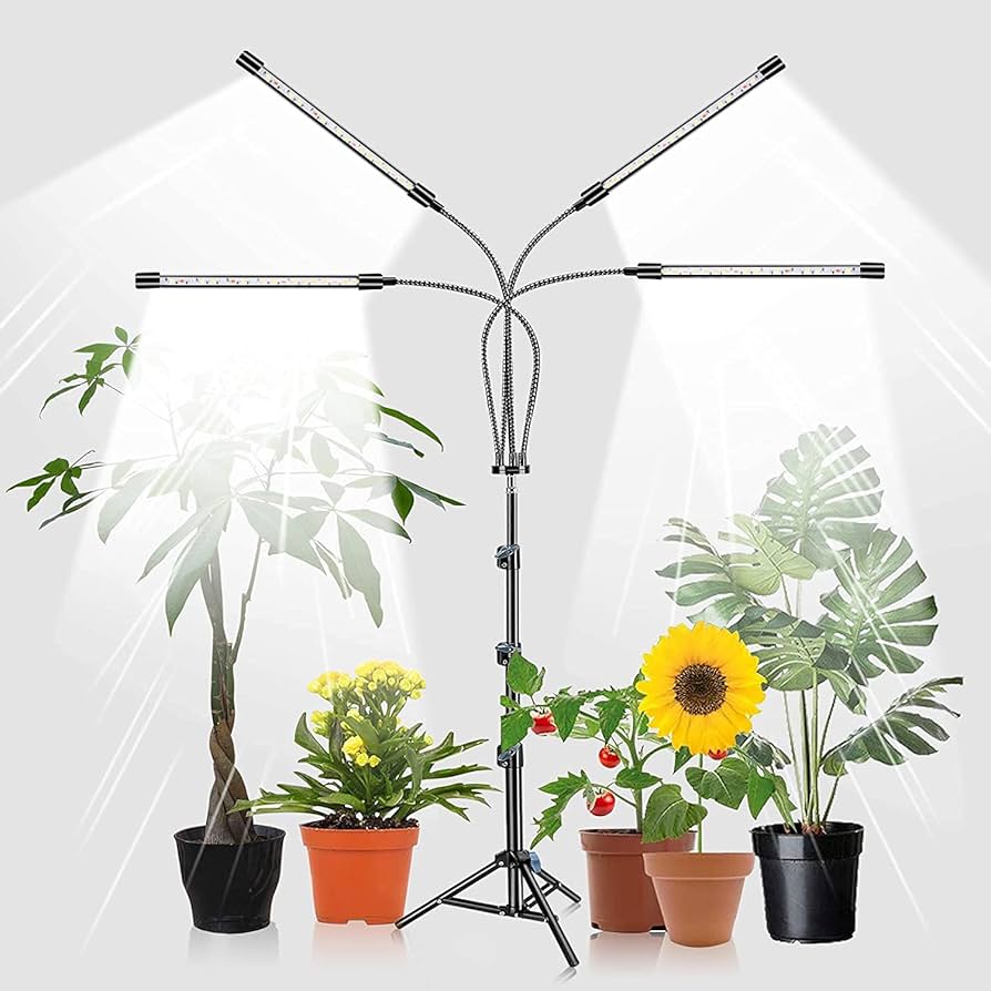 Amazon.co.jp: LED植物育成ライト、スタンド付き4ヘッドプラントライト