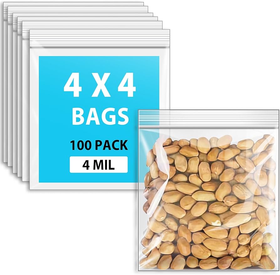 Amazon.com: 4x4 Zip Plastic Bags, 4 Mil Heavy Duty Zipper