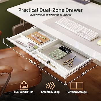 Amazon.com: INNOVAR Glass Standing Desk with Drawers, 40×24 Inch