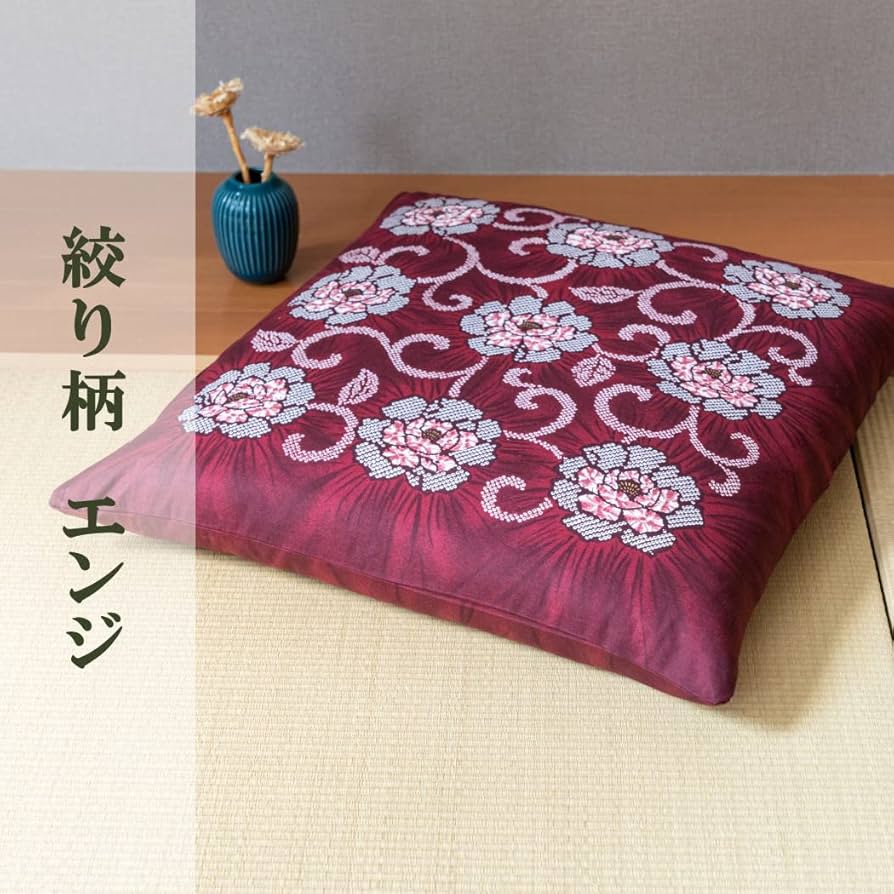 新品ローズ柄刺繍座布団カバー銘仙判55cmx59cm 5枚組