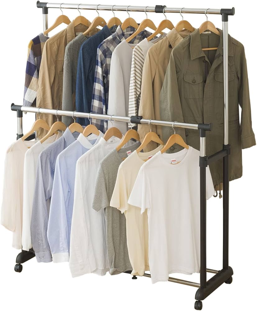 Amazon.co.jp: ドウシシャ ハンガーラック 縦横伸縮 ハンガーダブル