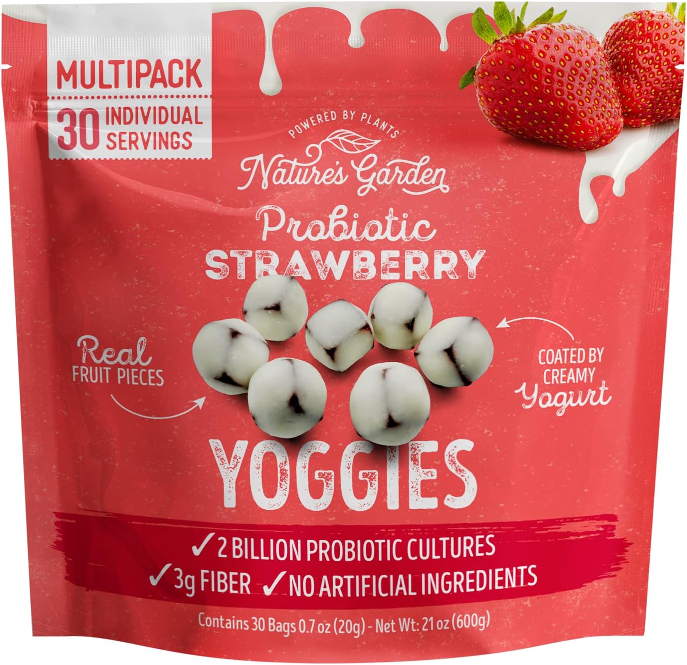 Nature's Garden Probiotic Yoggie Bites Strawberry, 600 g/21oz, Exp