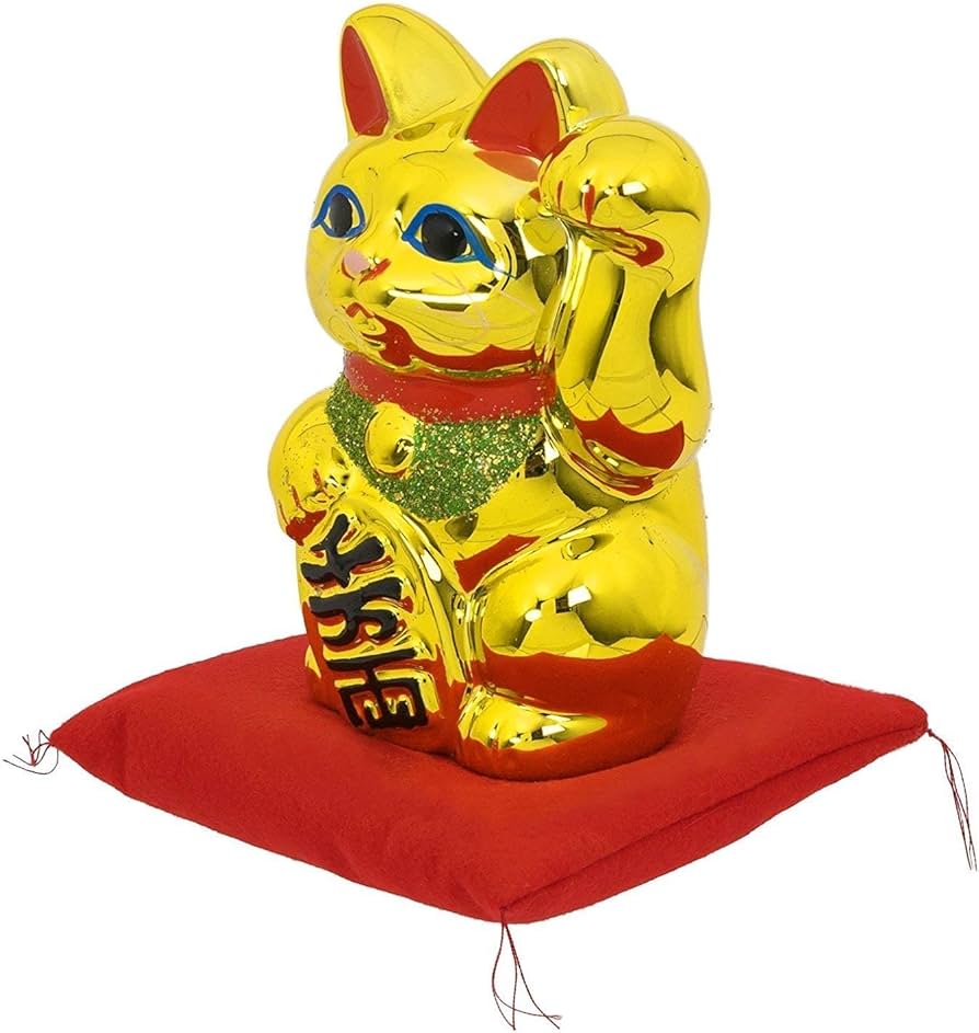Amazon.co.jp: 常滑焼 招き猫 黄金小判猫(左手)座布団付 4号 [2809]90