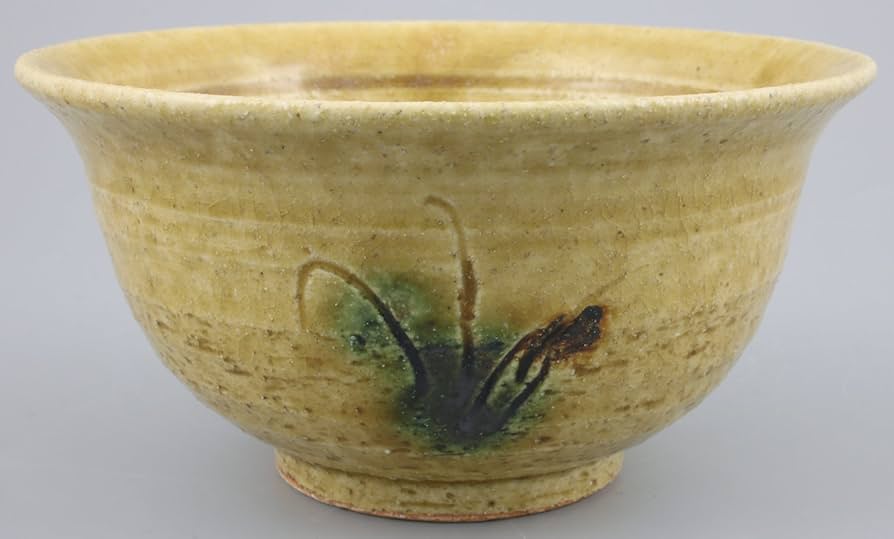 Amazon.co.jp: 瀬戸焼 岩月竹光 飯碗 お茶碗 直径約12.5cm 黄瀬戸 草紋