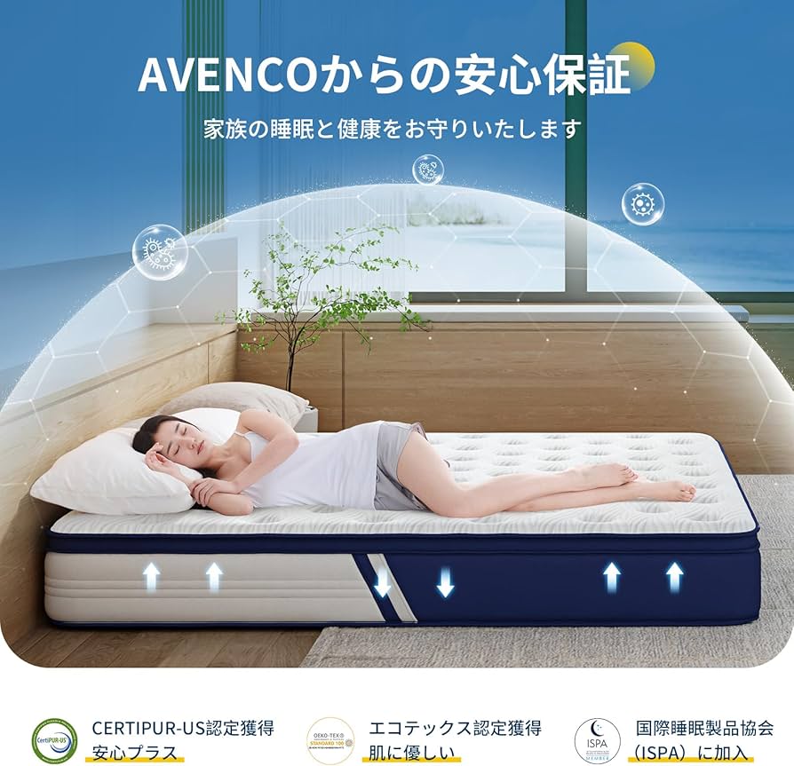 Amazon.co.jp: Avenco マットレス セミダブル 高反発マットレス 極厚