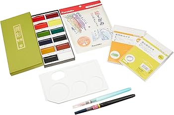 Amazon.co.jp: 呉竹(Kuretake) 顔彩 絵手紙 顔彩耽美 絵てがみセット