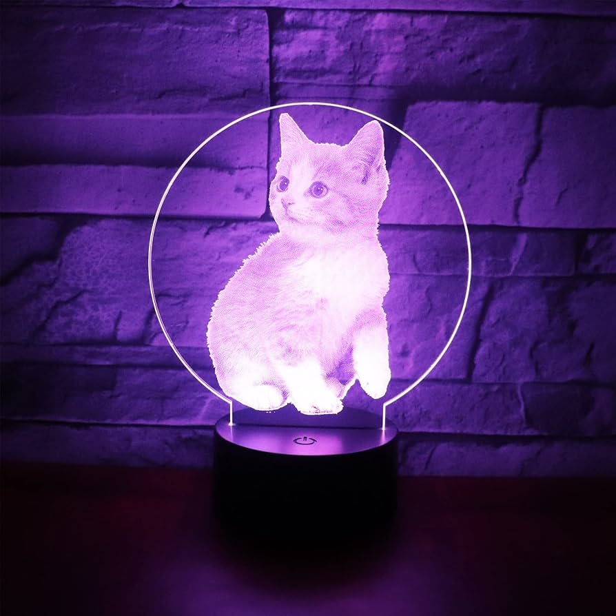 Amazon.co.jp: Hguangs 猫型ランプ 3D 光学イリュージョン ナイト