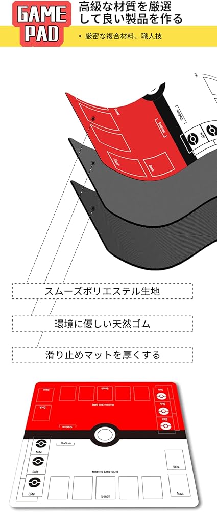 Amazon | プレイマット 全面縫製仕様ラバープレイマット2人用 TCG 対戦