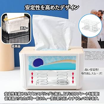 Amazon｜Charmoon ティッシュケース 底上げ スプリング バネ 取り