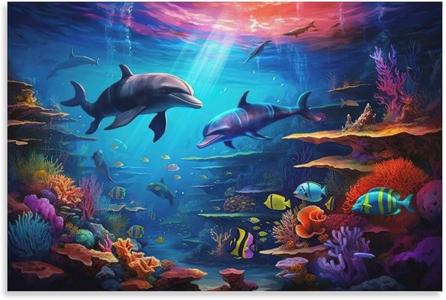 Amazon.co.jp: 青い海 クリスチャン・ラッセン カラフルな海 海景画