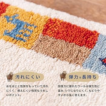 Amazon.co.jp: 萩原 ギャッベ 玄関マット 屋内 約45X75cm 「GABBEH D16