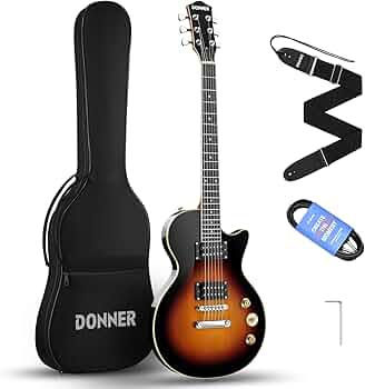 Donner 39 Inch LP Electric Guitar Solid Body Beginner Kit Sunburst
