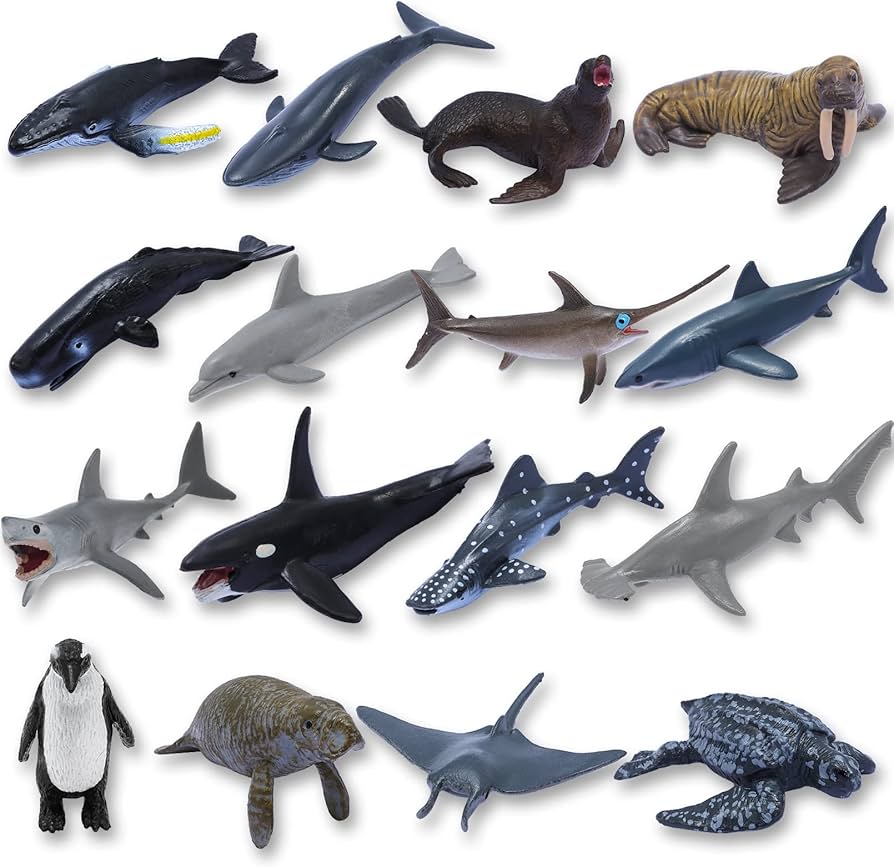 Amazon.co.jp: 16ピース 海洋動物のフィギュア ミニ海の生き物おもちゃ
