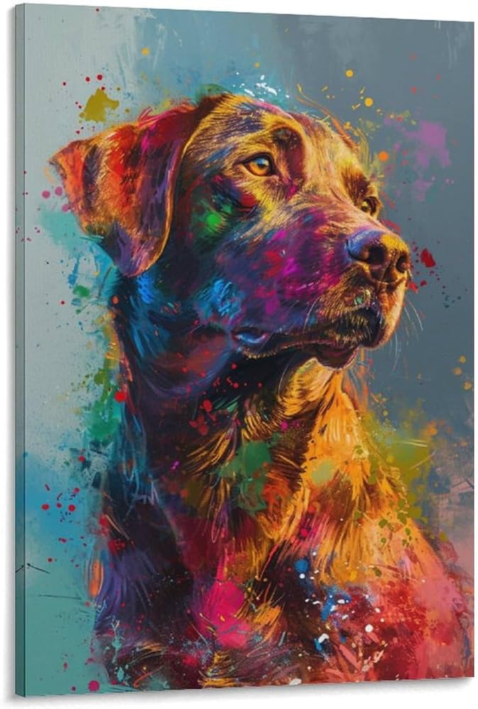 Amazon.co.jp: 絵画 カラフルな犬 アートパネル ポスター かわいい