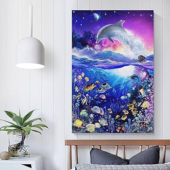 Amazon.co.jp: 青い海 クリスチャン・ラッセン カラフルな海 海景画