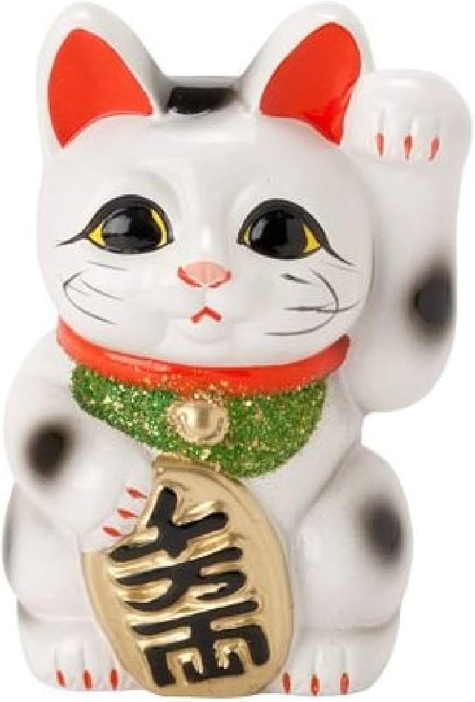 Amazon.co.jp: 白 小判猫 4号 人を招く左手 招き猫 常滑焼 : ホーム
