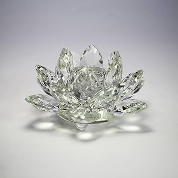 Amazon.co.jp: 蓮の花 水晶花 2点セット クリスタルガラス k9水晶