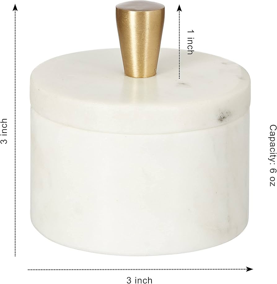 Amazon.com: Queenza White Marble Salt Cellar with Lid and Brass
